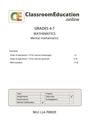 ll4-70002e mental mathematics 1